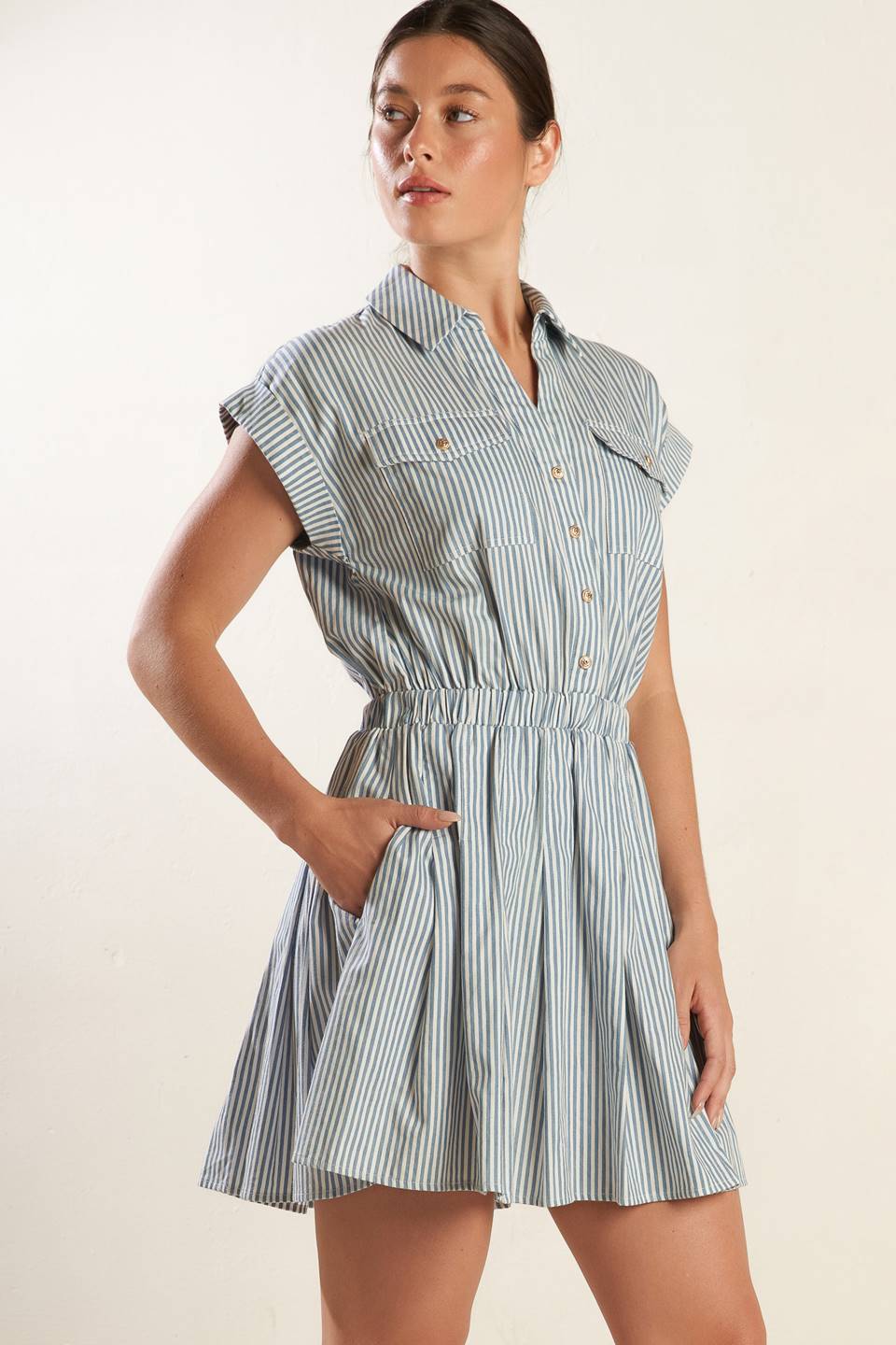 CHAMPAGNE TOAST WOVEN MINI DRESS Flying Tomato